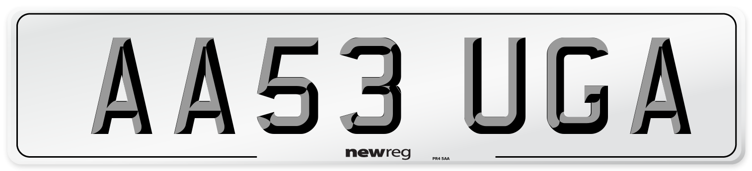 AA53 UGA Number Plate from New Reg